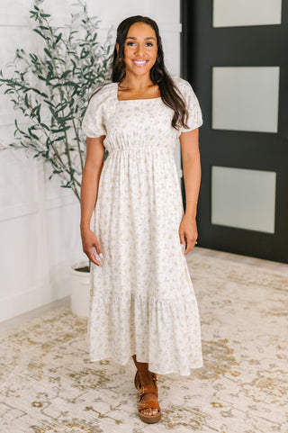 Vintage Floral Square Neck Dress