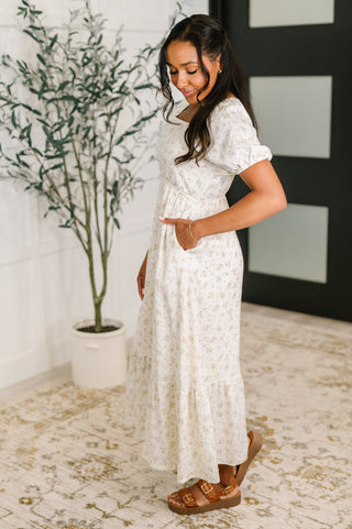 Vintage Floral Square Neck Dress