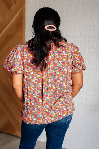 Country Floral Mock Neck Blouse