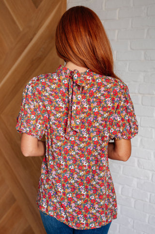 Country Floral Mock Neck Blouse