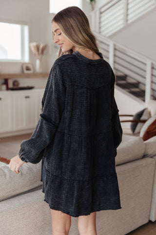 Moon Drift Mineral Wash V-Neck Dress