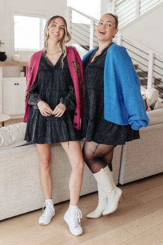 Moon Drift Mineral Wash V-Neck Dress