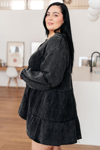 Moon Drift Mineral Wash V-Neck Dress