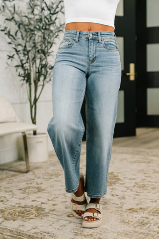 Judy Blue Mid Rise Wide Leg Ankle Jean
