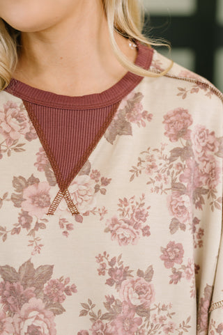 Harvest Rose Contrast Casual Pullover
