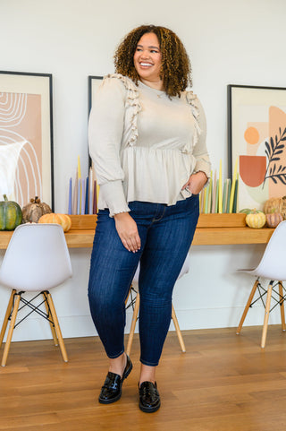 Ruffled Lined Top In Seashell