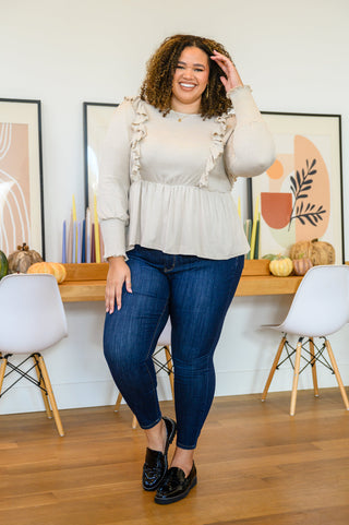 Ruffled Lined Top In Seashell