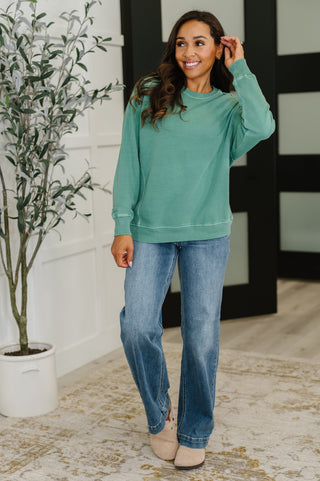 Mineral Wash Pullover in Dark Green