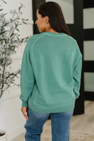 Mineral Wash Pullover in Dark Green