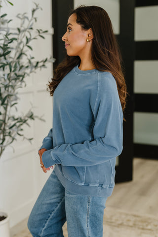 Mineral Wash Pullover in Dusty Blue