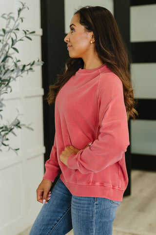 Mineral Wash Pullover in Ruby