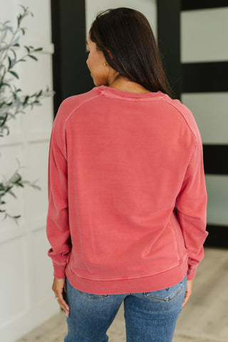 Mineral Wash Pullover in Ruby