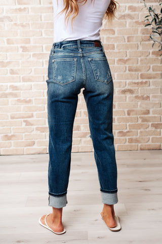 Judy Blue Mid Rise Cuffed Destroy Boyfriend Jeans