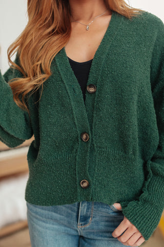 East Harbor Button Cardigan in Forest Green