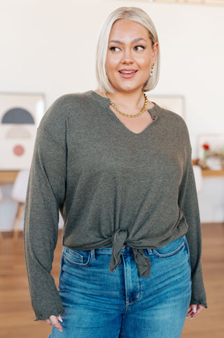 Happy Camper Ribbed Knit Top