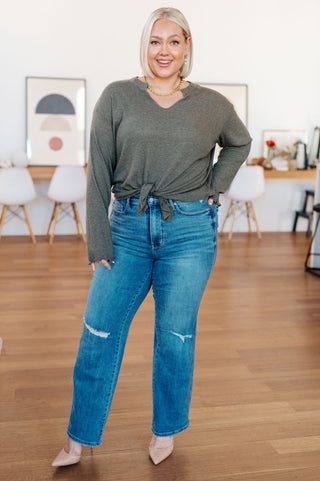 Happy Camper Ribbed Knit Top