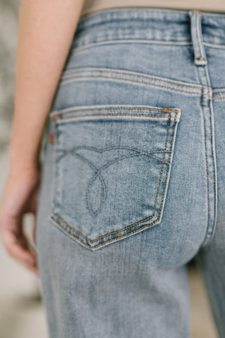 Judy Blue Mid Rise Boyfriend with Distress & Cuff