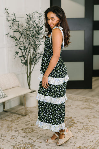Midnight Field Tiered Maxi Dress in Navy