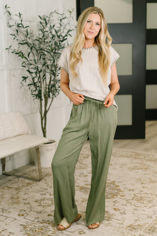 Straight Leg Lounge Pants in Light in Olive