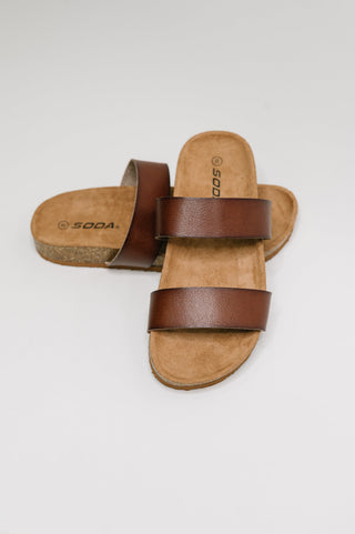 Sand Dune Round Toe Slip On Sandal in brown