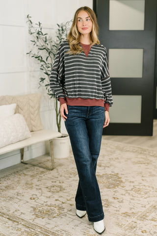 Sunset Cozy Contrast Relaxed Pullover