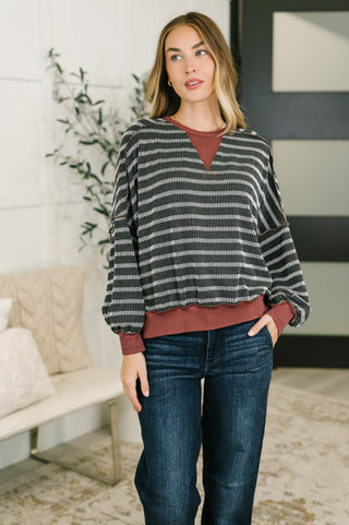 Sunset Cozy Contrast Relaxed Pullover