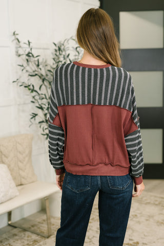Sunset Cozy Contrast Relaxed Pullover