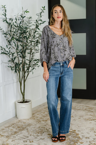 Crinkle Woven Blouse in Dune Grey