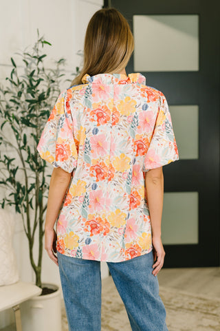 The Summer Floral patch work Balloon Sleeve Blouse