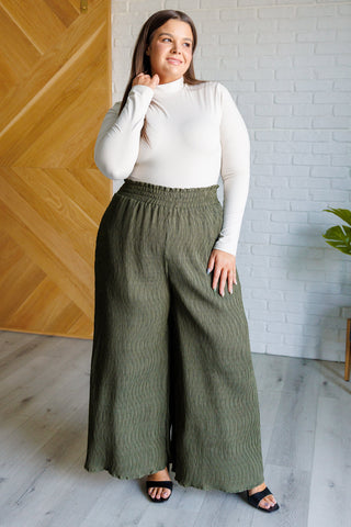 High Rise Wide Leg Lounge Pants in Olive