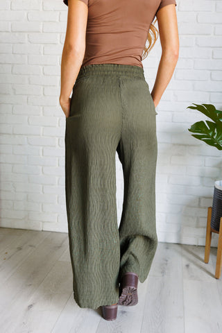 High Rise Wide Leg Lounge Pants in Olive