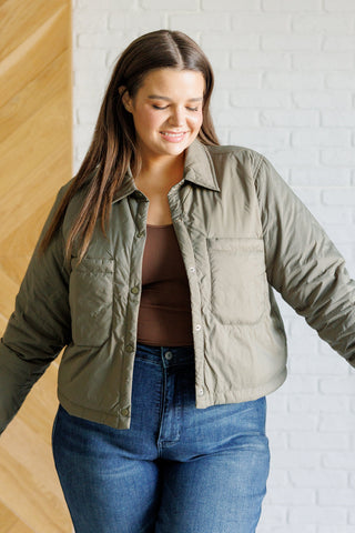 Heritage Lightweight Puffer Jacket in Olive