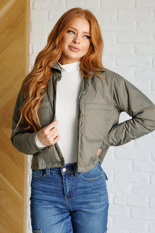 The Campus Trail Lightweight Puffer in Olive