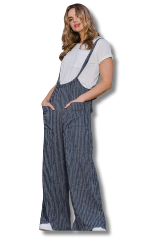 Striped Wide Leg Suspender