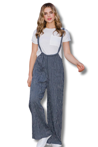 Striped Wide Leg Suspender