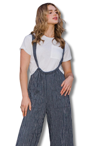 Striped Wide Leg Suspender