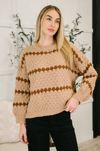 Textured Stripe Sweater in Taupe