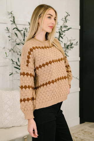 Textured Stripe Sweater in Taupe
