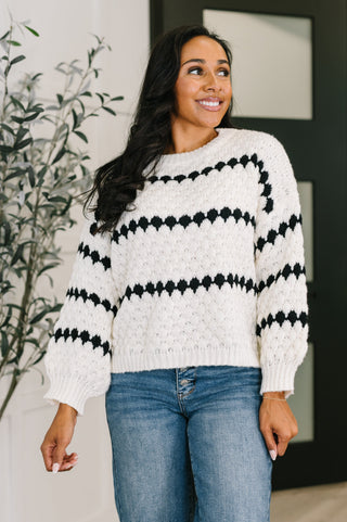 Textured Sweater in White and Black