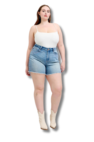 Judy Blue Western Embroidery Detail Cut Off Denim Shorts