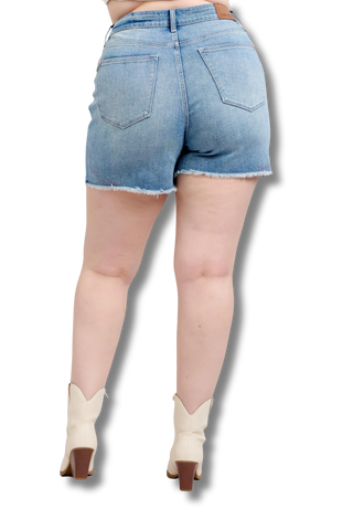 Judy Blue Western Embroidery Detail Cut Off Denim Shorts