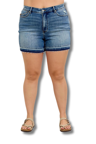 Judy Blue High Waisted Tummy Control Vintage Wash Release Hem Shorts