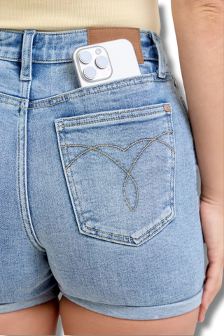 Judy Blue High-Waisted Slim Short with Cell Phone Back Pockets