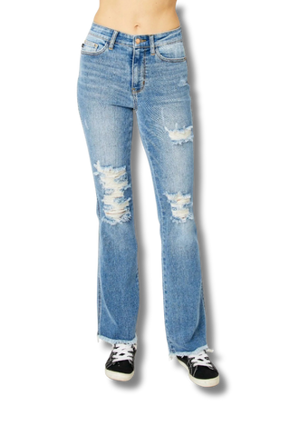 Judy Blue High Waisted Destroy Hem Bootcut Jeans