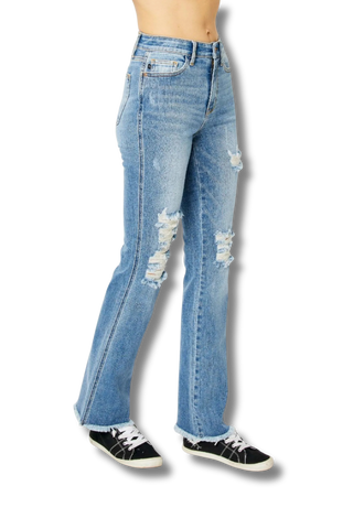 Judy Blue High Waisted Destroy Hem Bootcut Jeans