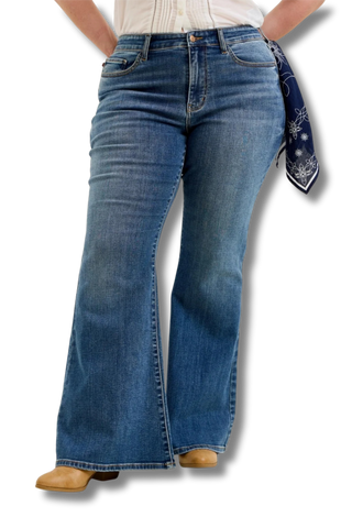 Judy Blue Mid Rise Jaqueline Flare Jeans