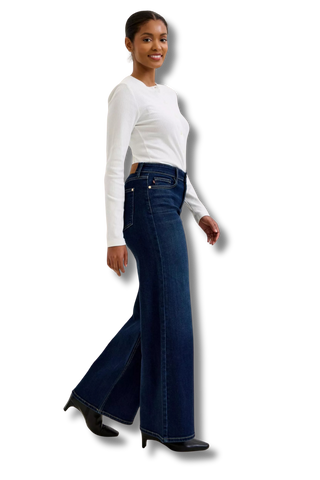 Judy Blue High-Waisted Wide-Leg Dark Wash Jeans