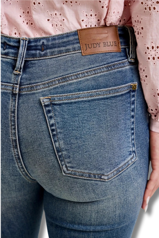 Judy Blue Mid Rise Flare Jeans with Front Flap Pockets
