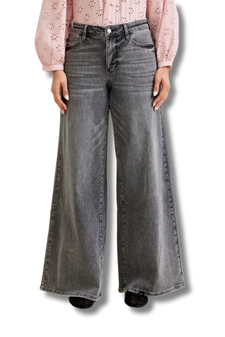 Judy Blue Mid Rise Palazzo Split Back Yoke