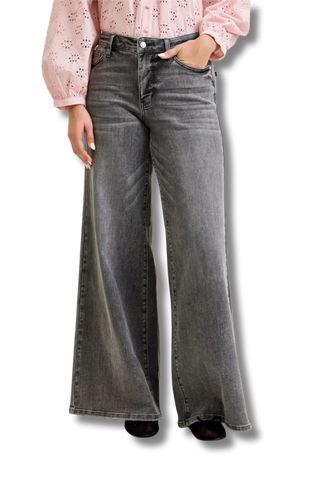Judy Blue Mid Rise Palazzo Split Back Yoke